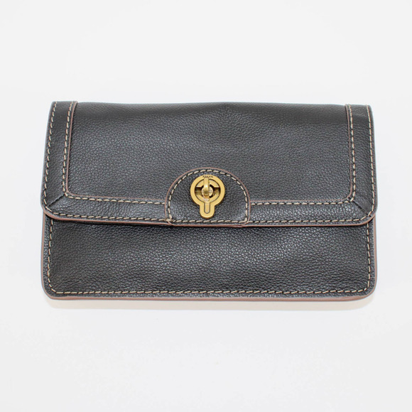 FOSSIL Ainsley Wallet Crossbody in Black and Gold NEW - Picture 1 of 9